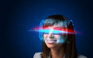 Image of a woman in VR glasses to express a concept related to iconic memory