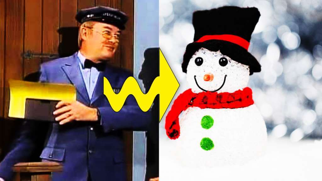 Major System Illustration of Mailman Shoving Envelopes Into A Snowman