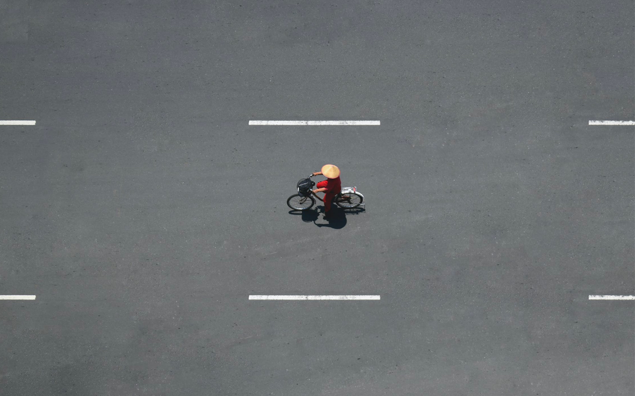 a person is riding a bicycle