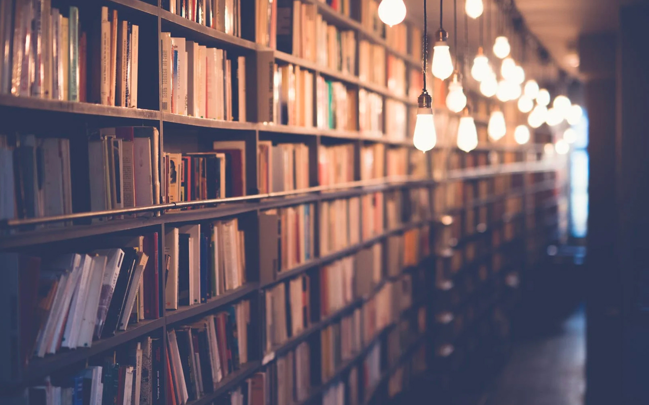 library with dim light