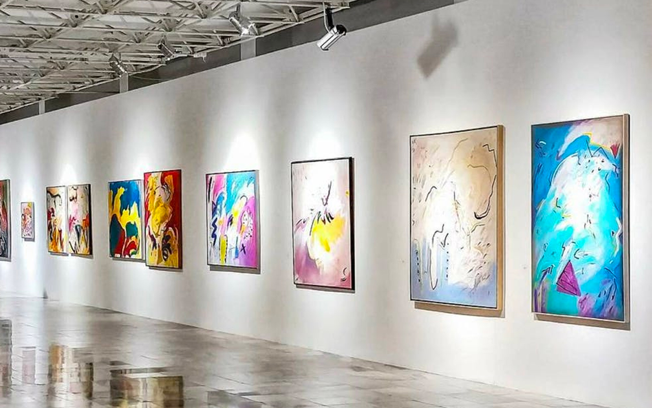 paintings in an art gallery