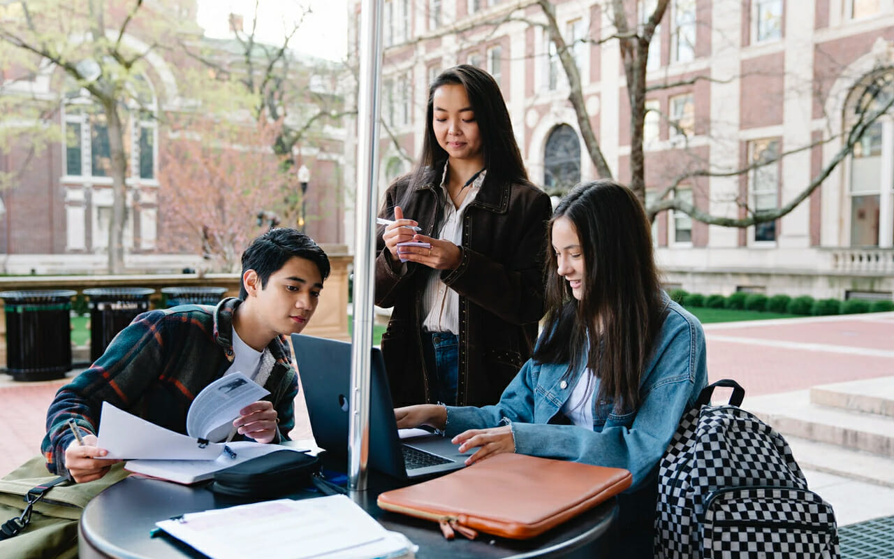 group students are studying in a university