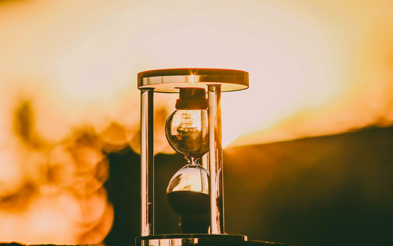 hour glass in sunset
