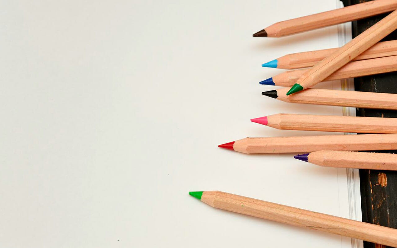 color pencils on white papers