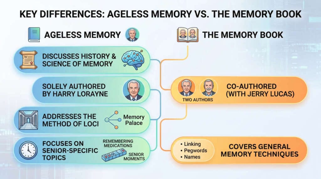 Comparison table showing the differences between Ageless Memory and The Memory Book