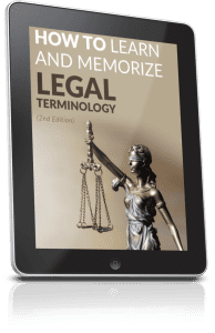 How to Learn and Memorize Legal Terminology book cover in an ipad