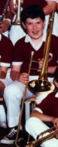 Anthony Metivier with trombone in grade six band class