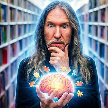 How to think on your feet feature image with Anthony Metivier and a brain exuding colorful puzzle pieces
